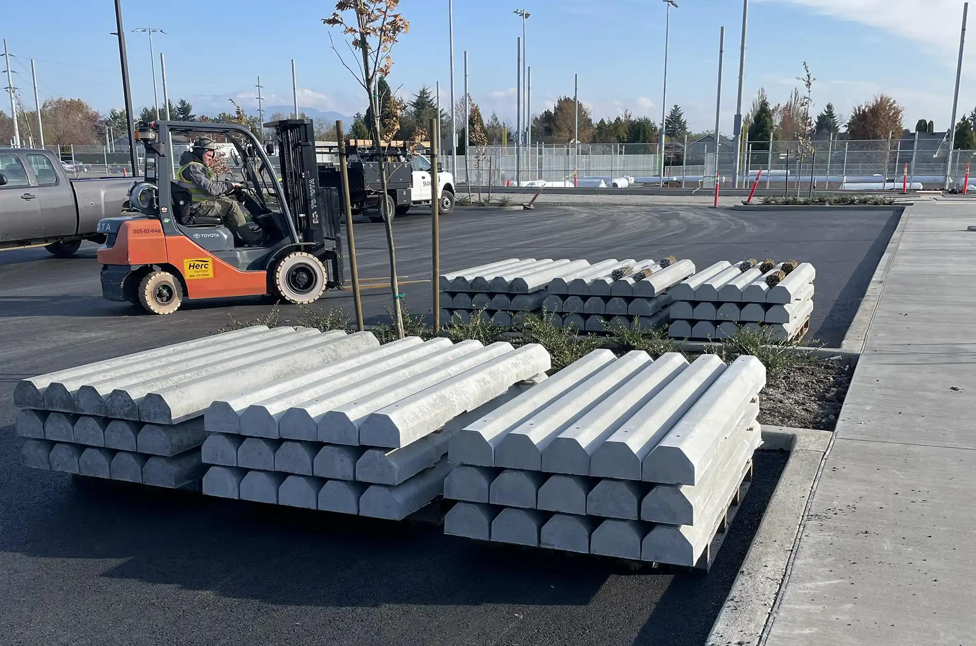 Parking lot curbs in Vancouver WA